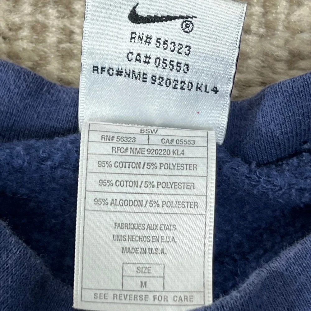 Vintage Nike Crewneck Sweatshirt Navy Blue Made in USA Mens Medium Swoosh‎ Logo
